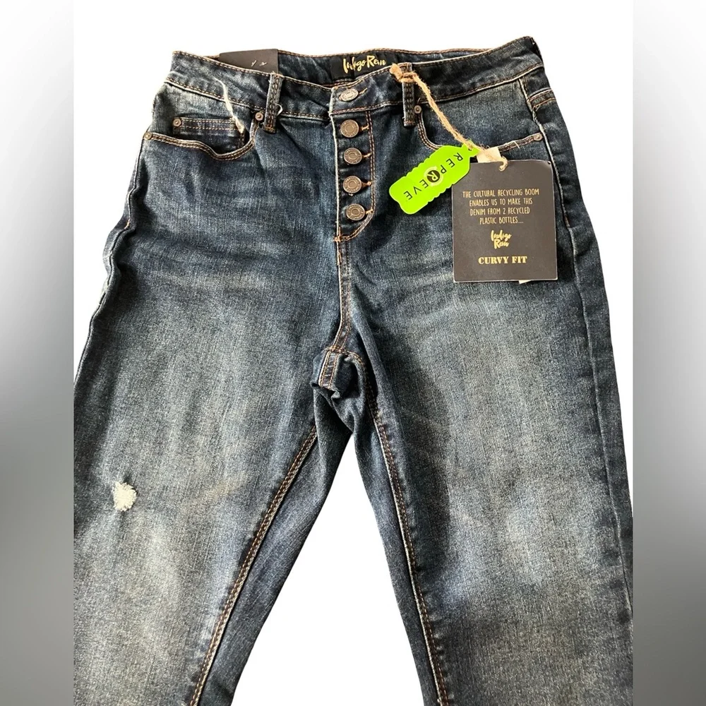 Indigo Rein High Rise Curvy Fit Narrow Leg Above Ankle Junior Blue Jean NWT 9/28